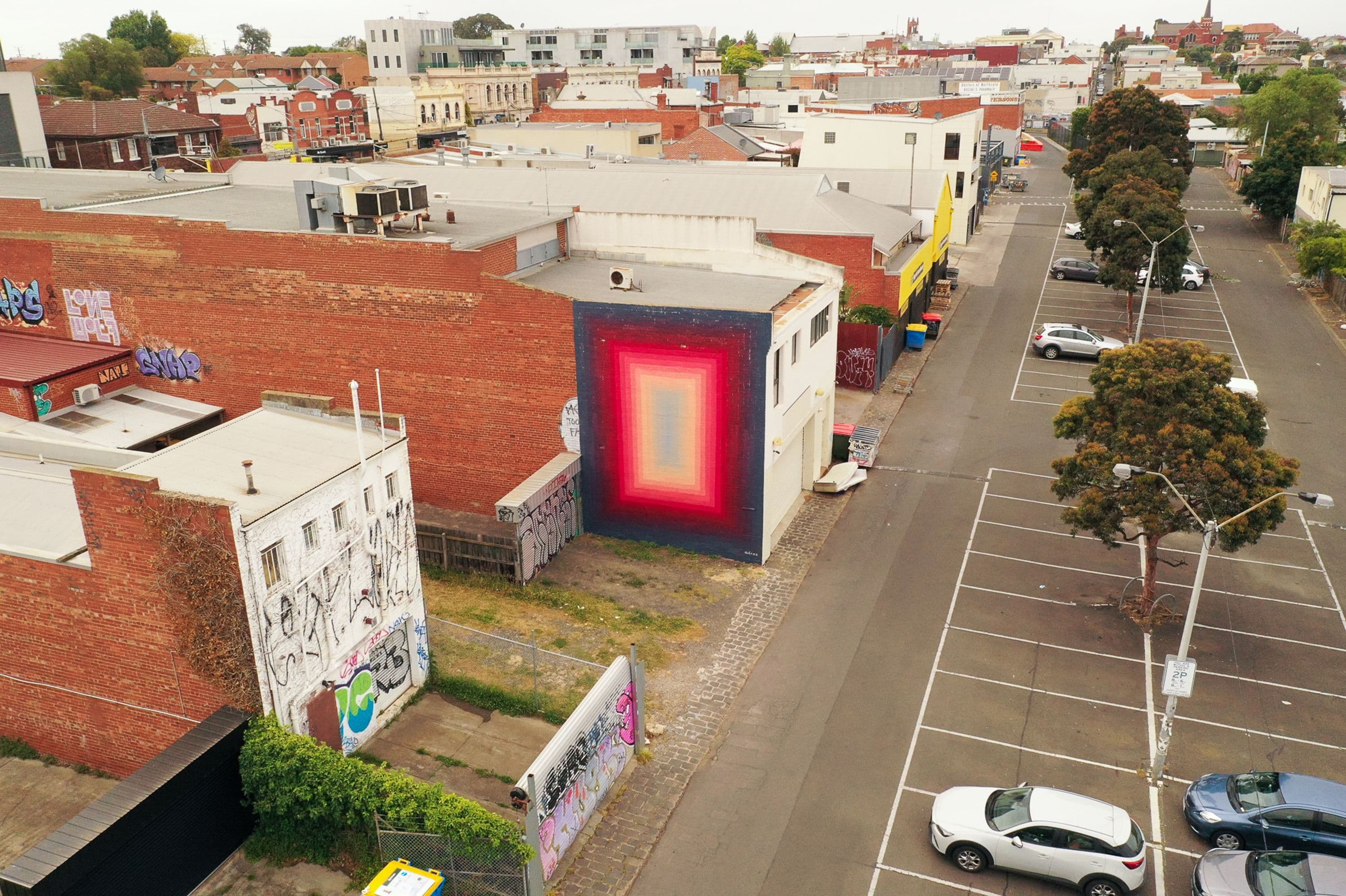 Studio Drez, Drez, Resene, Mural, Street Art, Colour, Op Art, Public Art, Contemporary Art, Street Art, Surface Festival, Mural Festival, Northcote, Chromatic Pulse