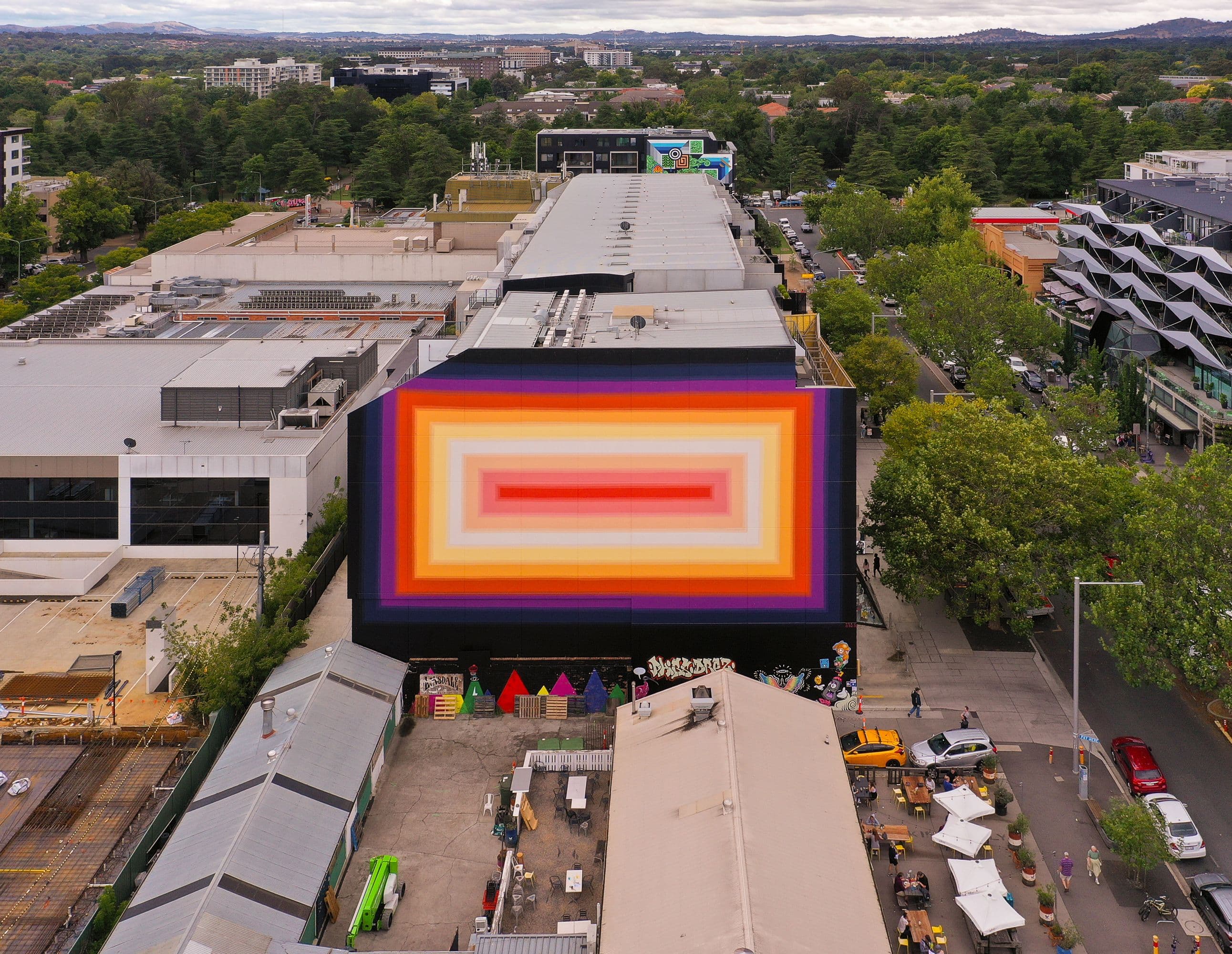 Studio Drez, Drez, Resene, Mural, Street Art, Colour, Op Art, Public Art, Contemporary Art, Street Art, Surface Festival, Mural Festival, Canberra,