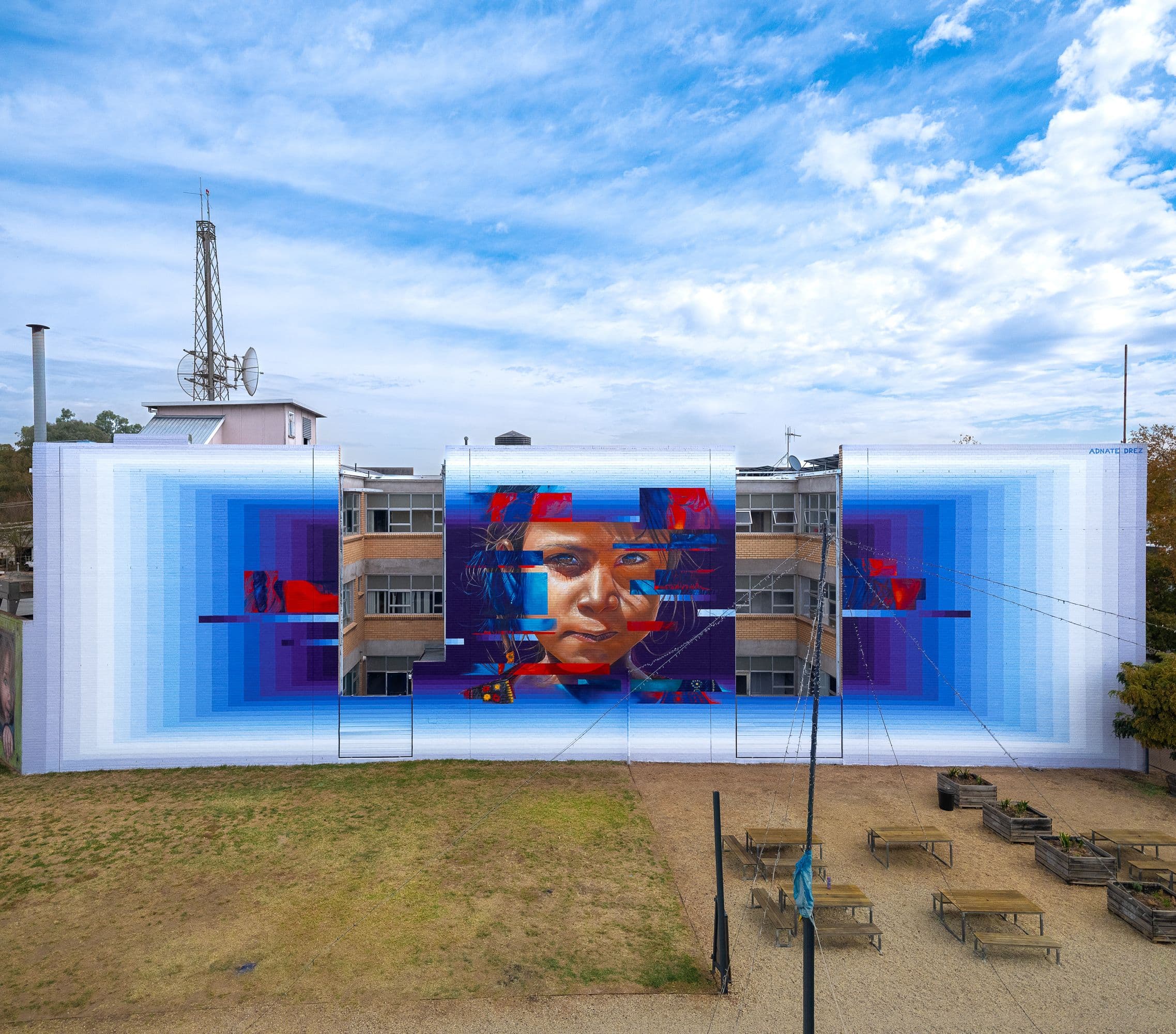 Studio Drez, Drez, Resene, Mural, Street Art, Colour, Op Art, Public Art, Contemporary Art, Street Art, Surface Festival, Mural Festival, Benalla Street Art Festival, Adnate, Chromatic Pulse
