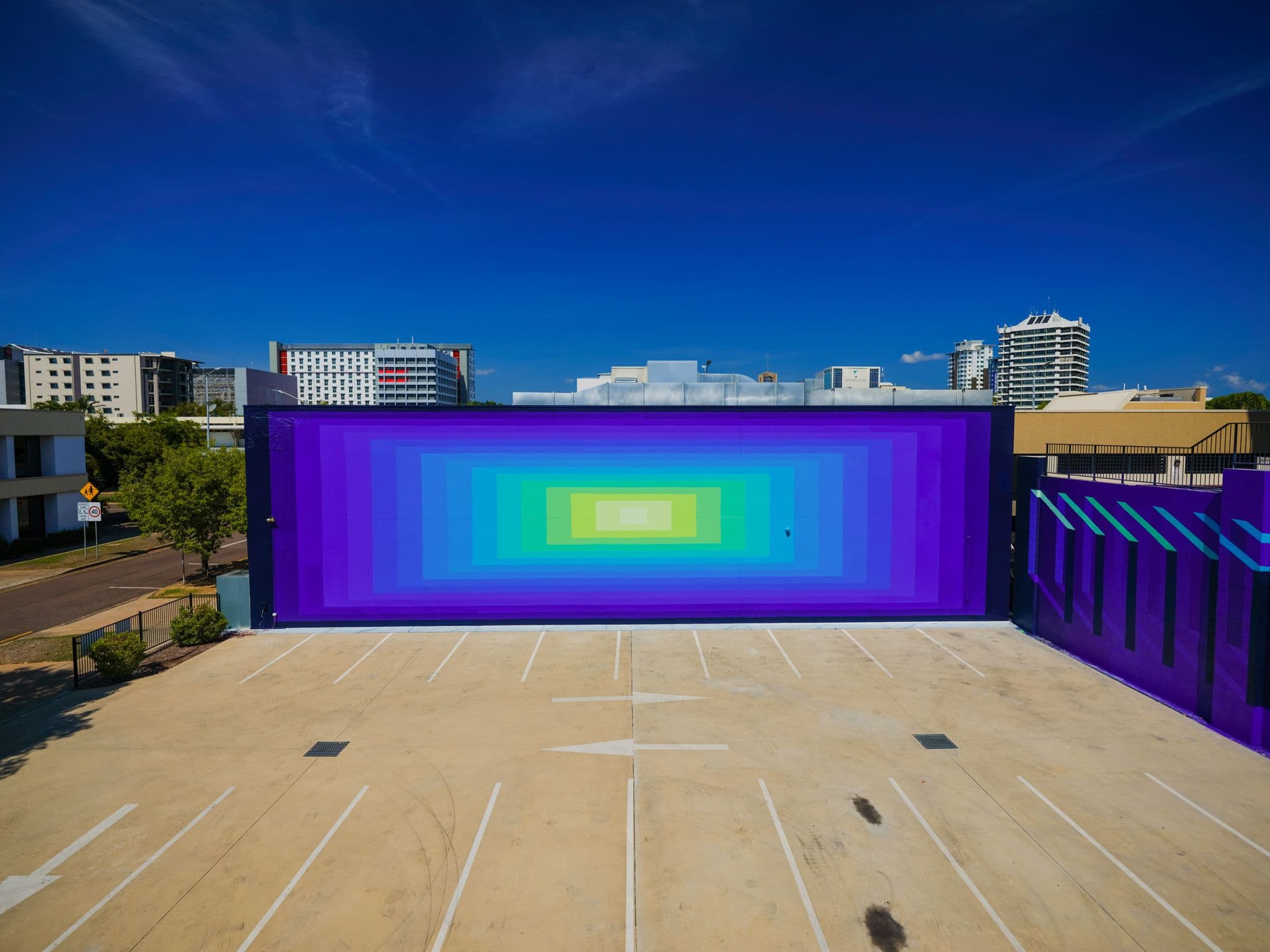 Studio Drez, Drez, Resene, Mural, Street Art, Colour, Op Art, Public Art, Contemporary Art, Street Art, Darwin Street Art Festival, Darwin, Chromatic Pulse