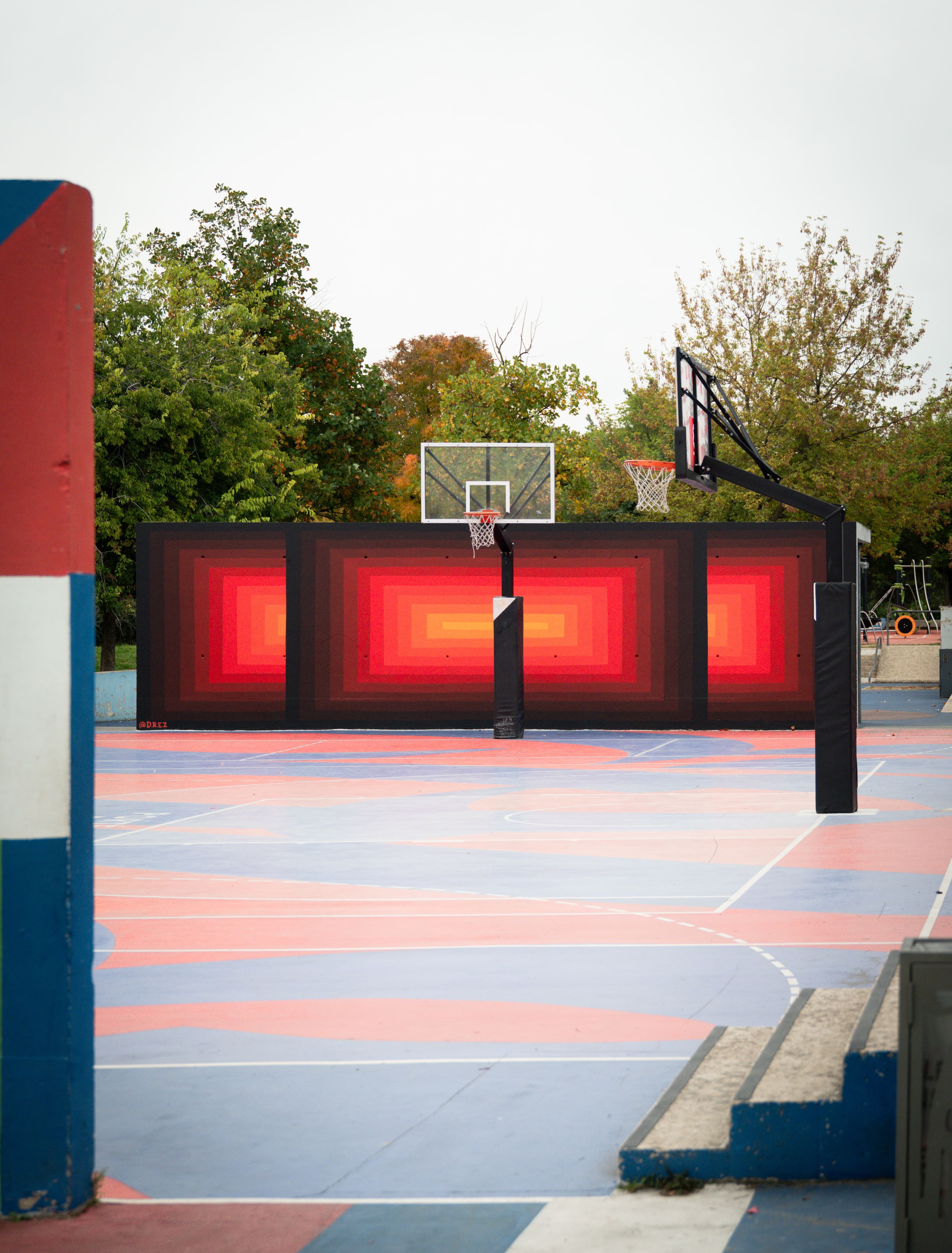 Studio Drez, Drez, Resene, Mural, Street Art, Colour, Op Art, Public Art, Contemporary Art, Street Art, Surface Festival, Mural Festival, Jardins d'Éole, Paris, Basketball