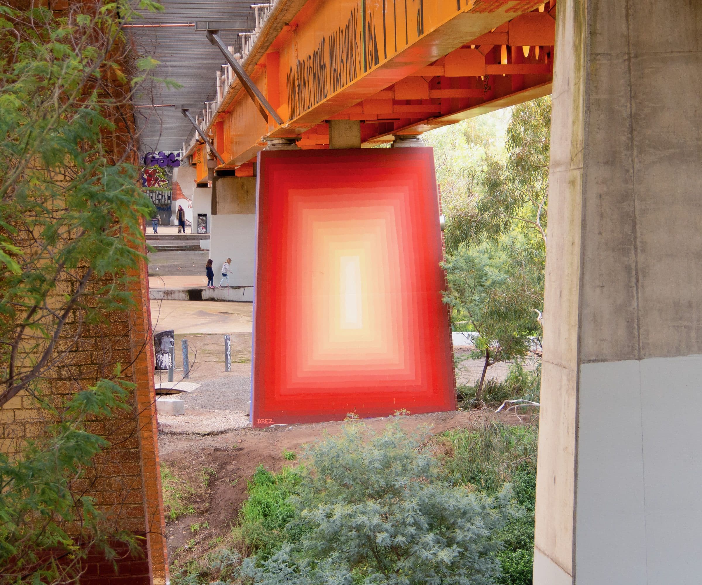 Studio Drez, Drez, Resene, Mural, Street Art, Colour, Op Art, Public Art, Contemporary Art, Street Art, Surface Festival, Mural Festival, Westgarth, Merri creek, Chromatic Pulse