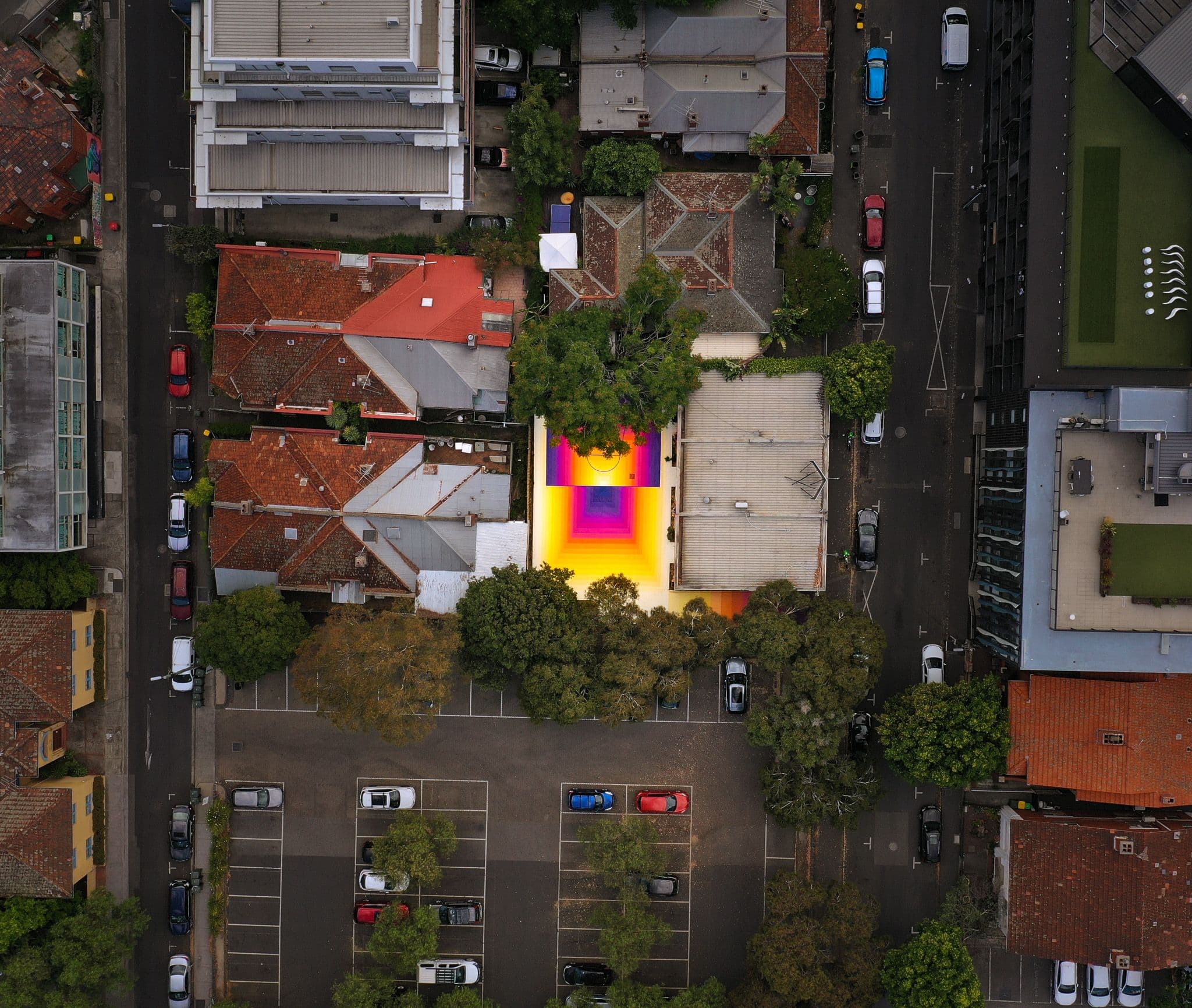 Studio Drez, Drez, Resene, Mural, Street Art, Colour, Op Art, Public Art, Basketball Court, Art Court, St Kilda