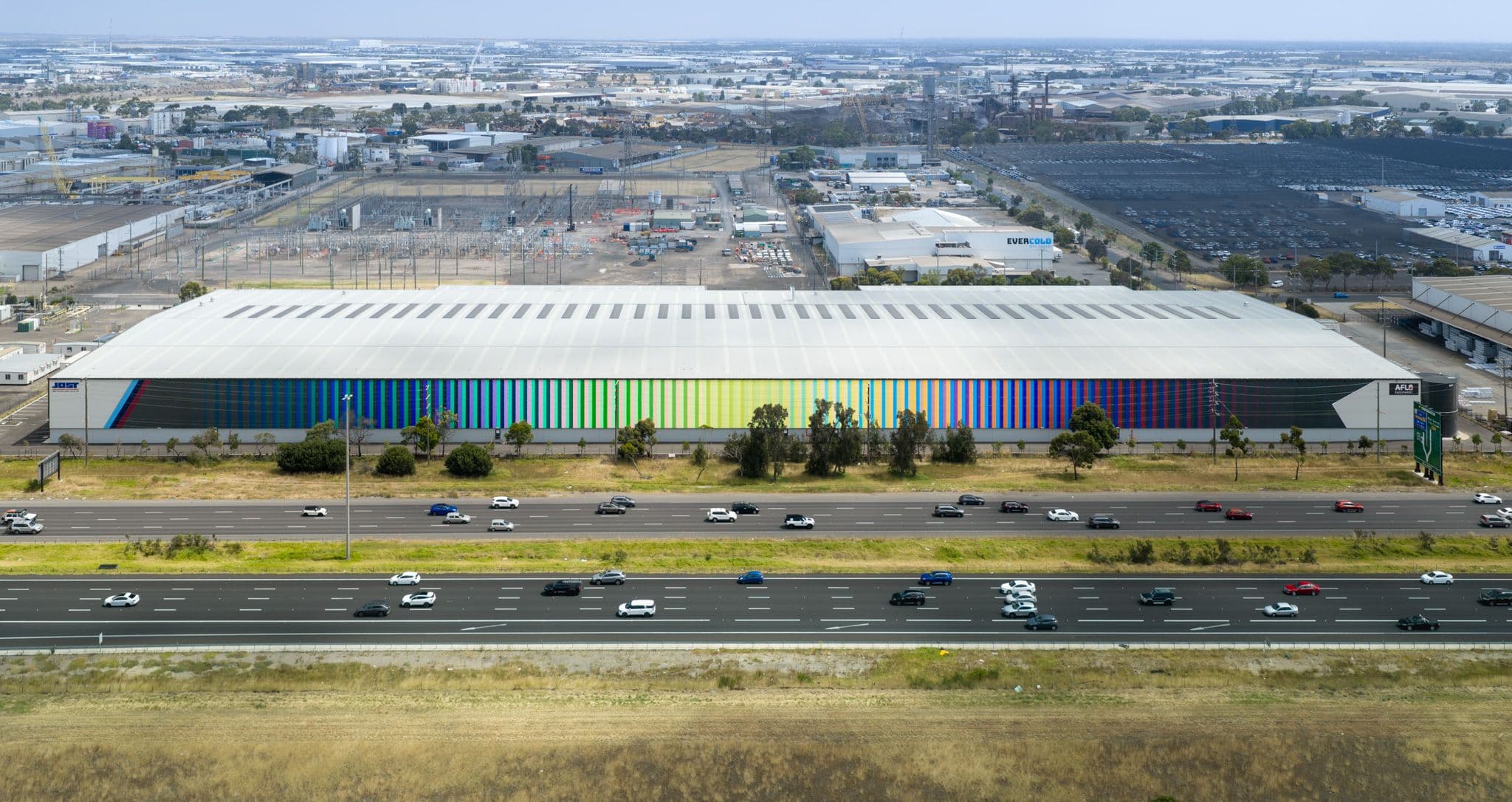 Studio Drez, Drez, Resene, Mural, Street Art, Public Art, Colour, Op Art, Chromatic Oscillation, Australias Largest Op Art Mural, ESR Australia